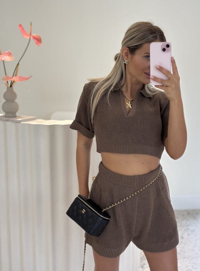 Komplet dzianinowy Czekolada