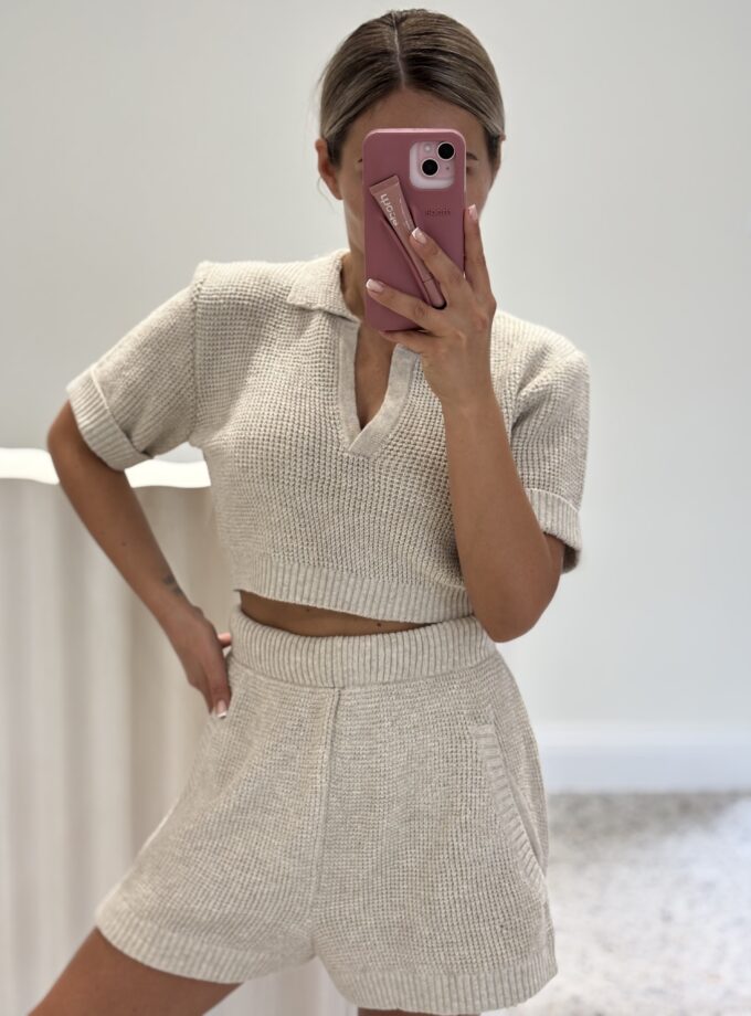 Komplet Dzianinowy Beż