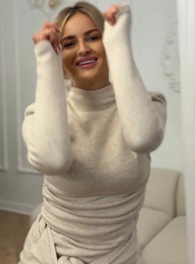 Komplet z Szarfą Jasny Beige