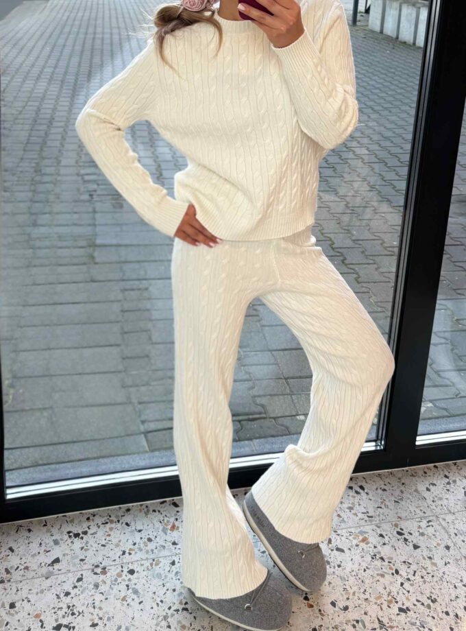 Komplet Dzianinowy Biały