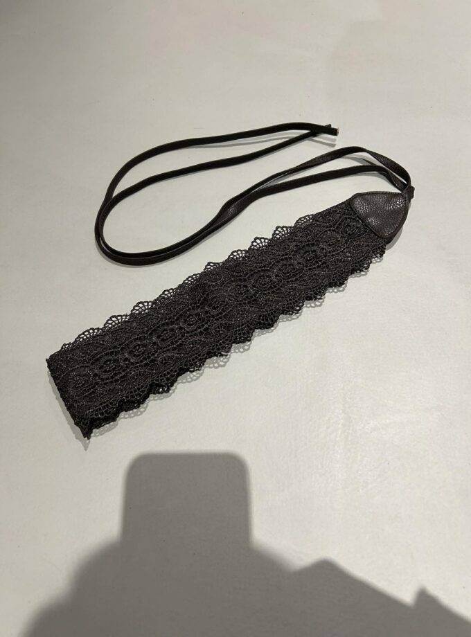 Pasek Koronkowy Brązowy