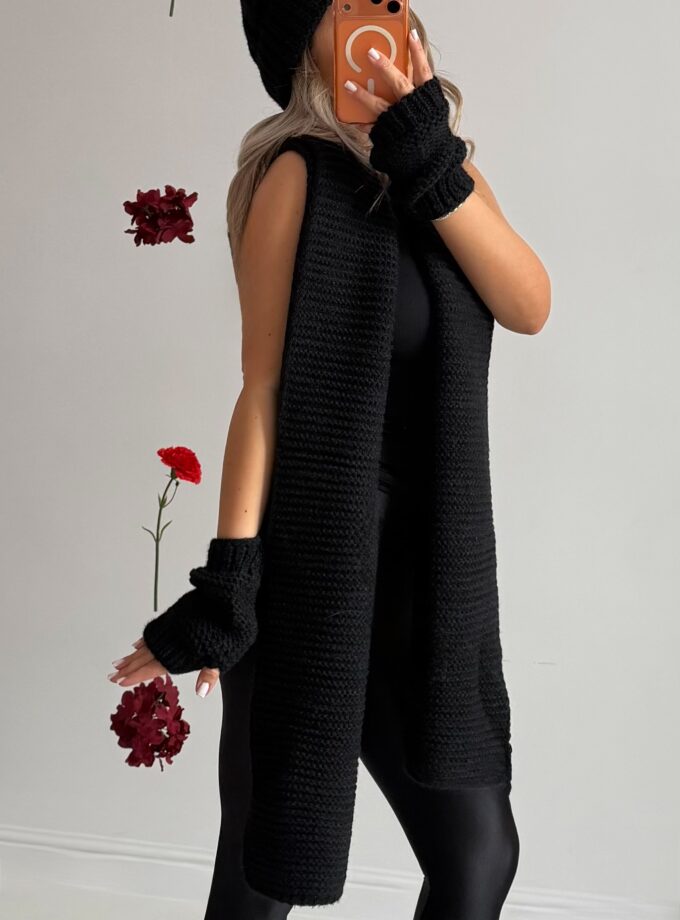 Komplet Zimowy Czarny / Beżowy