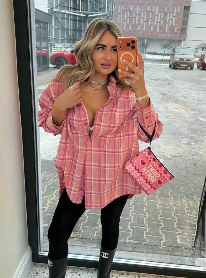 Koszula Różowa w Kratę