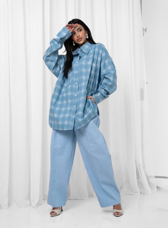 Koszula w Kratę Niebieska