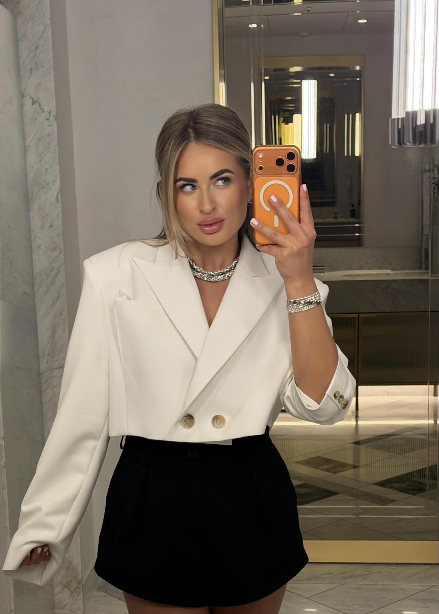 Marynarka Krótka Czarna / Beż / Biała - obrazek 5
