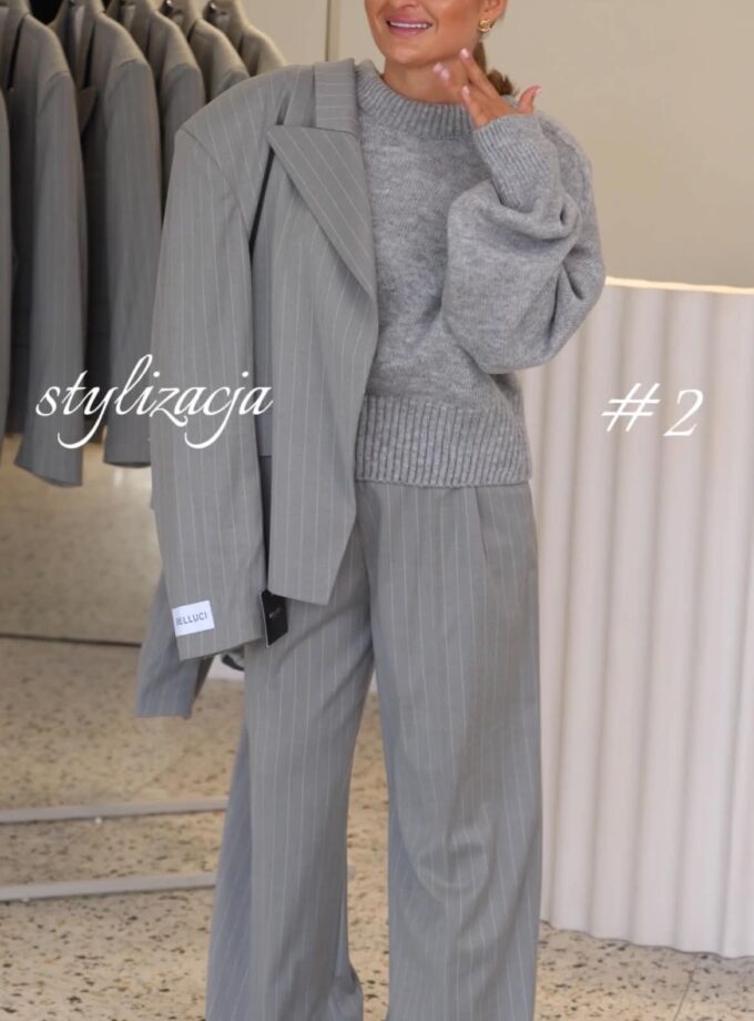 Spodnie Street Style Szare / Beżowe - w paski