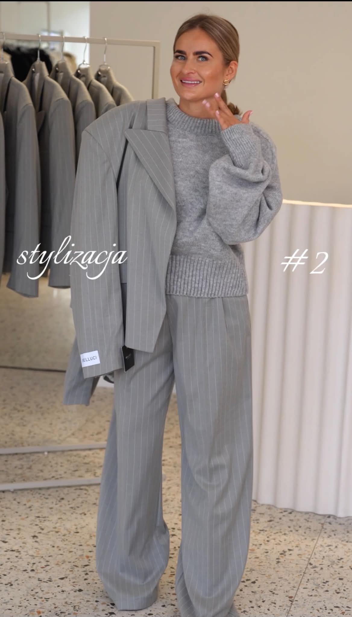 Spodnie Street Style Szare / Beżowe - w paski